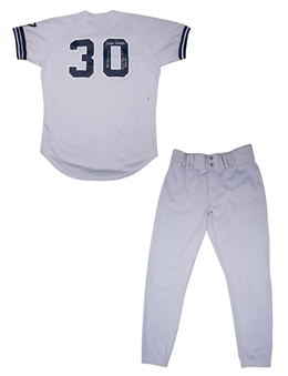 1995 Willie Randolph Game Used and Signed New York Yankees Road Coaches Uniform Pants and Jersey with Mickey Mantle Memorial Arm Band (Randolph LOA)